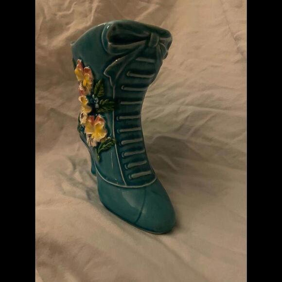 VTG Napco Blue Ceramic Floor Boot Planter - Picture 6 of 9